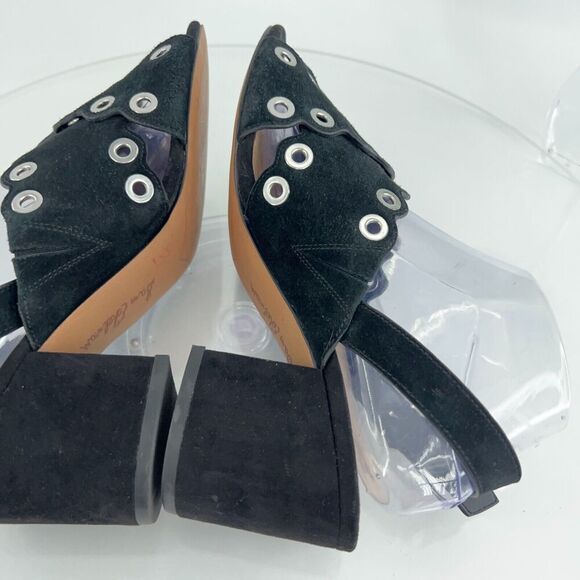 Sam Edelman Seana Women's 8.5 Suede Leather Grommet Scalloped Slingback Sandals - Picture 8 of 13